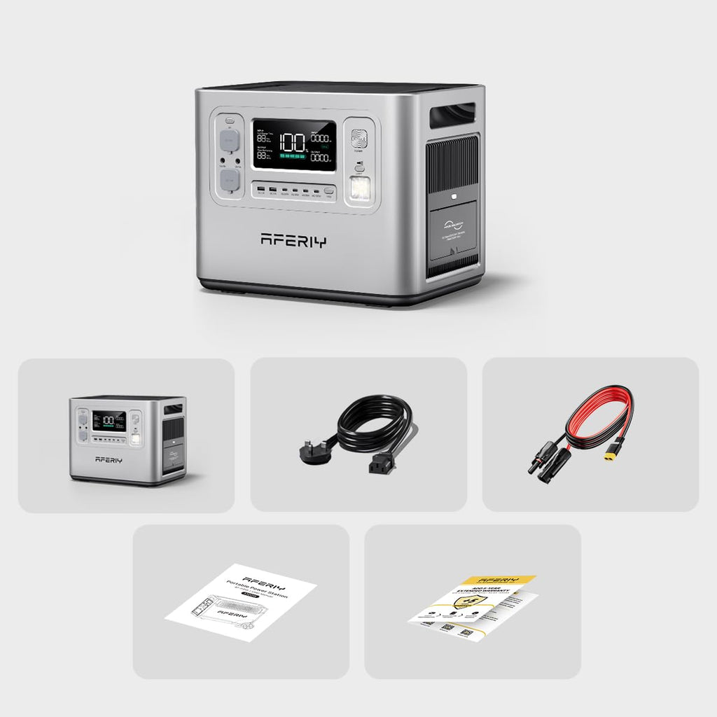 AFERIY 2400W 2048Wh Portable Power Station with 200W Solar Panel, Solar Generator Control Via App, LiFePO4 Battery Quick Charge in 1.5H, 240V AC