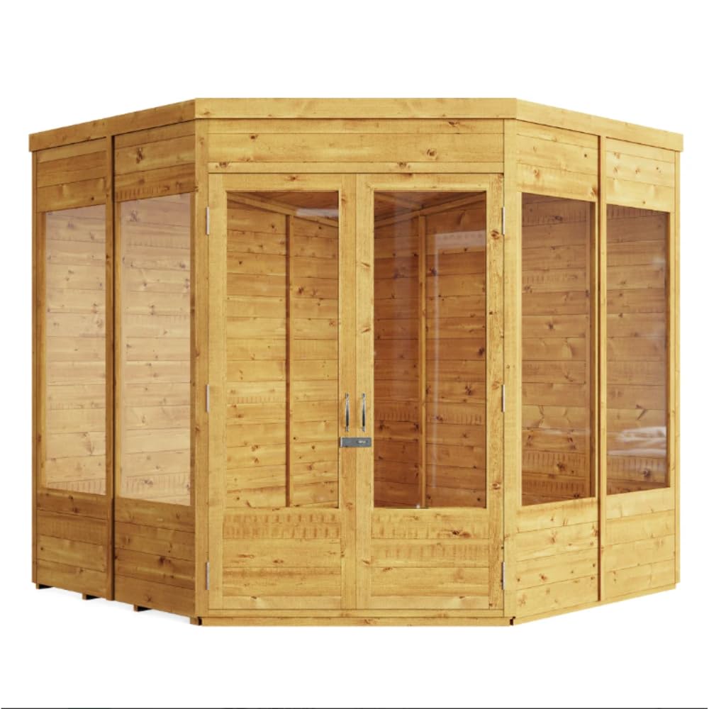 BillyOh Corner Summerhouse Log Cabin 7 x 7 Garden Storage Shed Wooden Summer House Sheds Picton Summerhouses Pressure Treated Available (Spray