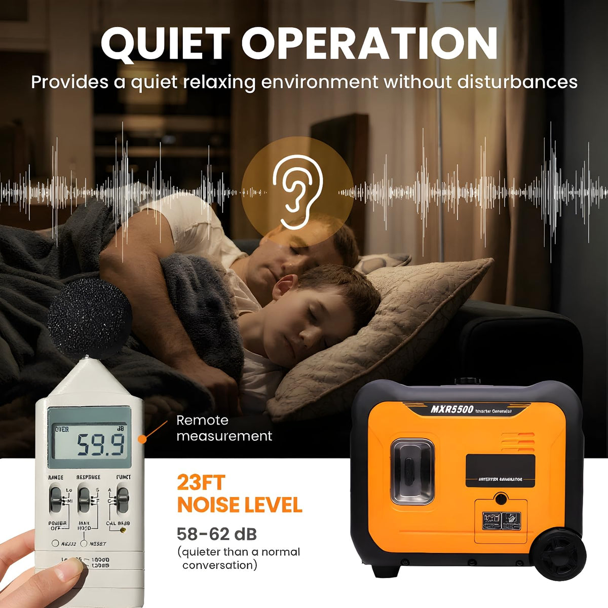 maXpeedingrods 5500W Petrol Inverter Generator Silent Pure Sine Wave Generator for RV Travel,Home Backup,or Jobsites