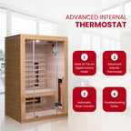 SaunaMed 2-6 Person Full Spectrum Infrared Indoor Sauna EMR NeutralTM 13A Plug & Play (2 Person)