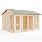 BillyOh Darcy 12x10 Log Cabin Summer House Shed with 19mm Wall Logs Thickness, Modern Apex Roof, Pressure Treated Wood & Shatterproof Windows