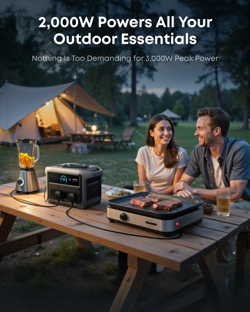 1024WH 2000W Portable Power Station - Solar Generator with UPS for Home Backup & Camping