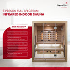 SaunaMed 2-6 Person Full Spectrum Infrared Indoor Sauna EMR NeutralTM 13A Plug & Play (6 Person)