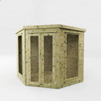 WALTONS | Wooden Corner Summerhouse | Shiplap Tongue & Groove | Garden Room | Flat Roof | Double Door | Outdoor Sun Room | 7ft 8ft 9ft | 10 Year Anti