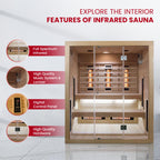 SaunaMed 2-6 Person Full Spectrum Infrared Indoor Sauna EMR NeutralTM 13A Plug & Play (6 Person)