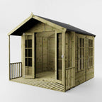 WALTONS | 8 x 8 Wessex Summerhouse with Veranda | Apex Roof | 12mm Shiplap Tongue and Groove | Wooden Garden Room Summerhouse | 10 Year Anti Rot