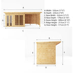 WALTONS 18x6 Maine Summerhouse | Pent Roof | Shiplap Tongue and Groove | Wooden Garden Room Log Cabin | Garden Storage Shed Summer House + Patio Area