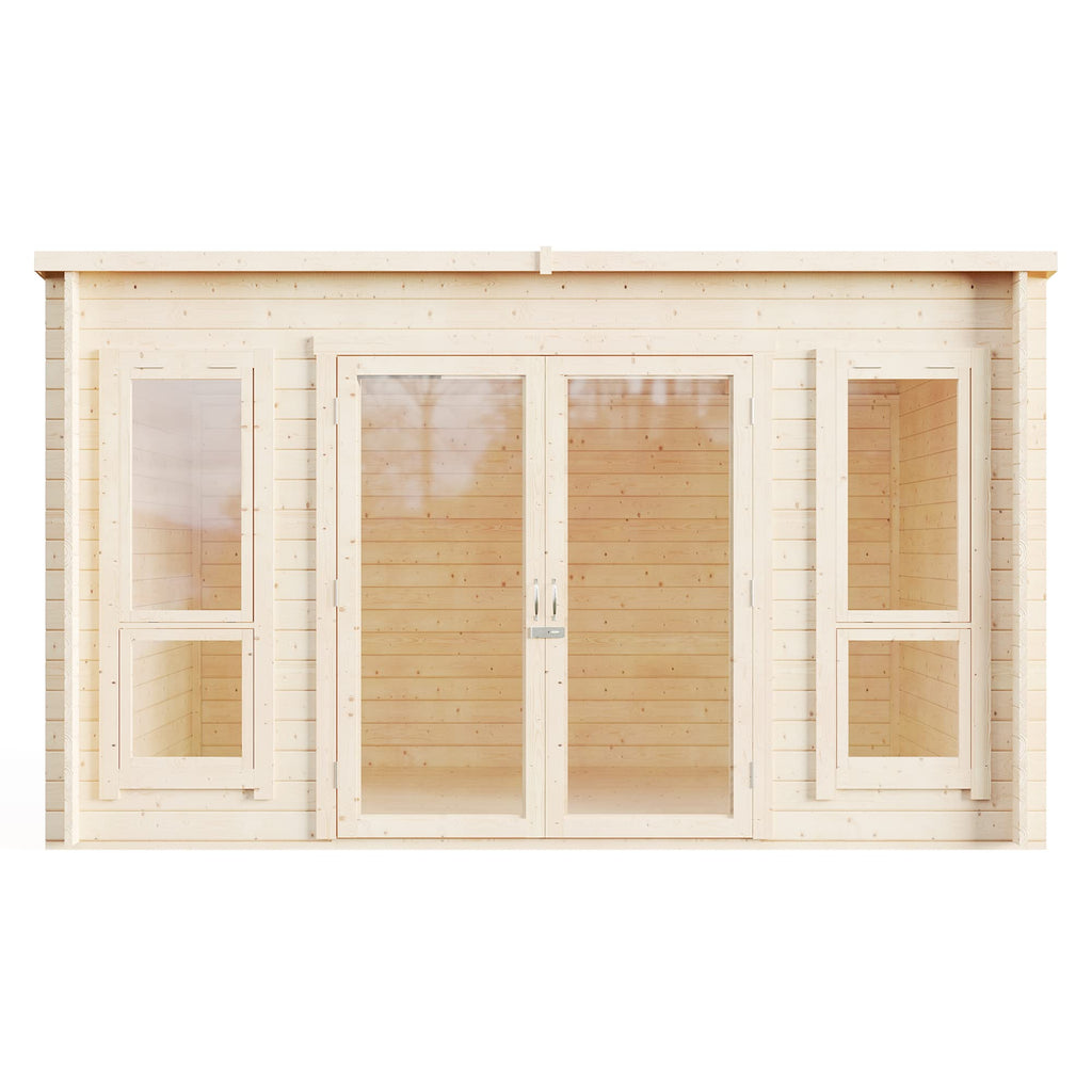 BillyOh Log Cabin Summerhouse Garden Office Studio Summer House Modern Pent Carmen Outdoor Room (Pressure Treated, 12 x 8)