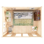 BillyOh Darcy 12x10 Log Cabin Summer House Shed with 19mm Wall Logs Thickness, Modern Apex Roof, Pressure Treated Wood & Shatterproof Windows