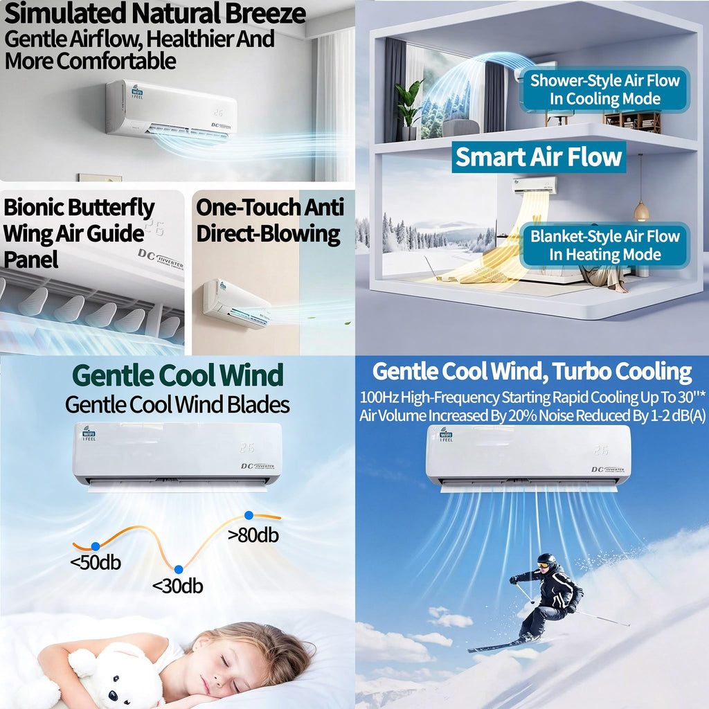 18000 BTU Air Conditioner, Wall Split, Wi Fi, 5 In 1, Cooler, Heater, Dehumidifier, Air Purifier, Heat Pump, Remote Control, 5.3 kW, A++, App