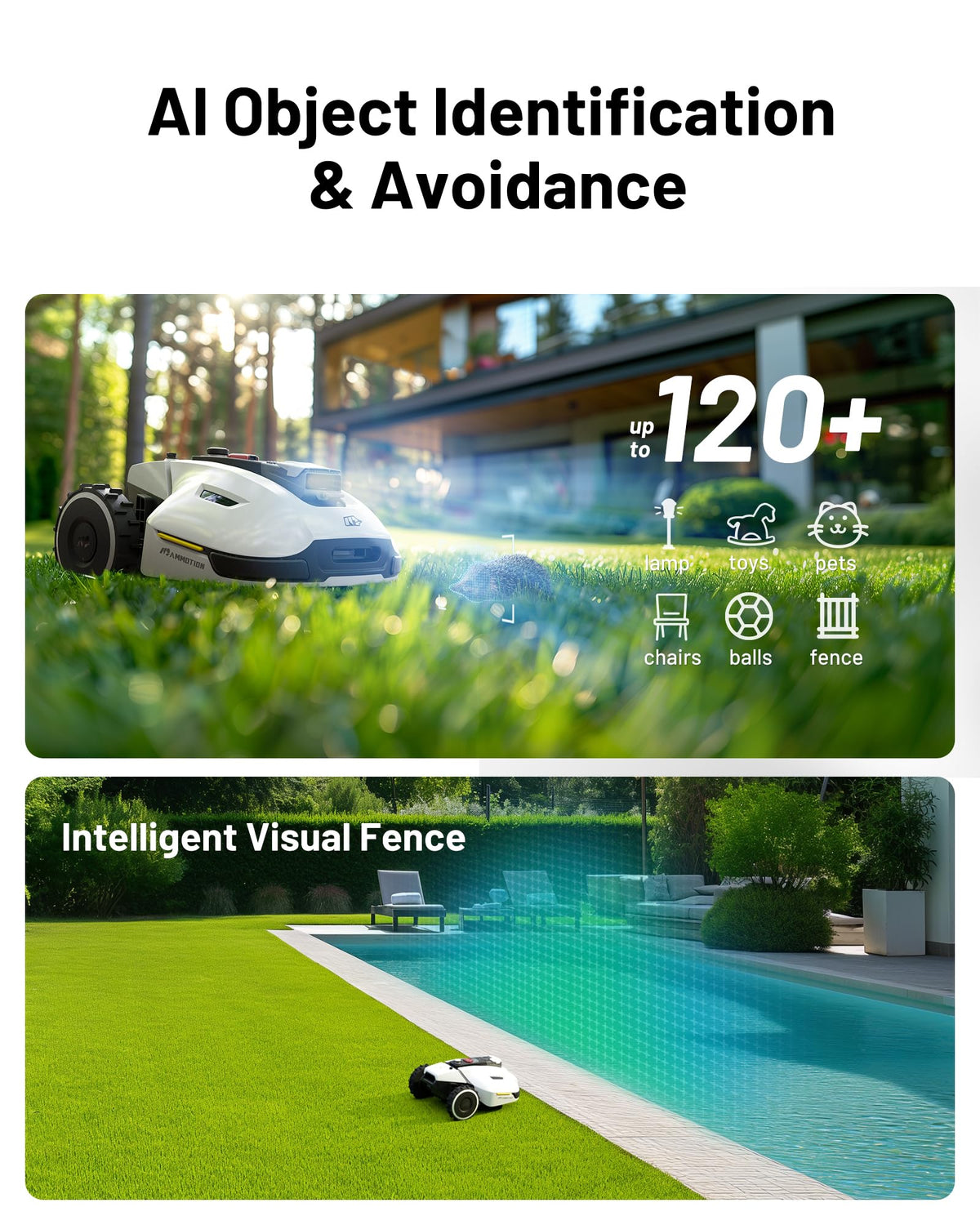 MAMMOTION YUKA 2000 Robot Lawn Mower, Perimeter Wire Free, Recommended 2000 m2, Max.2400 m2, Equipped with UltraSense AI Vision, Handles 45% Slopes