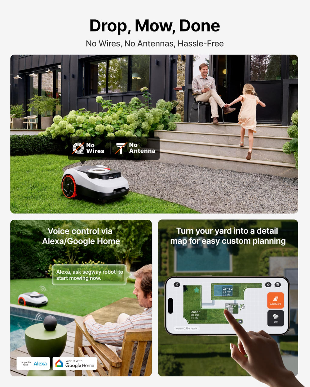Segway Navimow i215 LiDAR Robotic Lawn Mower without Boundary, Rec. 1500 m2