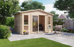 BillyOh Sasha 12 x 8 Log Cabin Summer House Shed – Wooden Garden Room with Apex Roof, Double Doors, Floor, Roof & Felt | Outdoor Office, Home Studio
