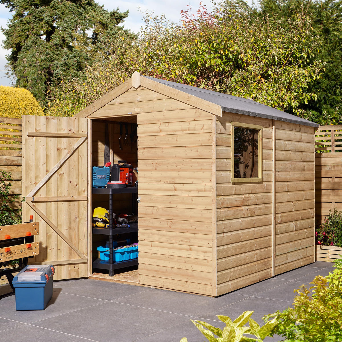 Rowlinson 6x8 Premier Shiplap Single Door Apex Shed