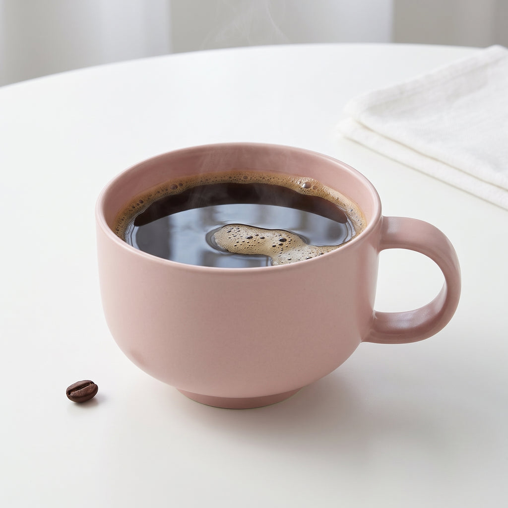 Powder pink ceramic coffee cup – Elegant, rounded design