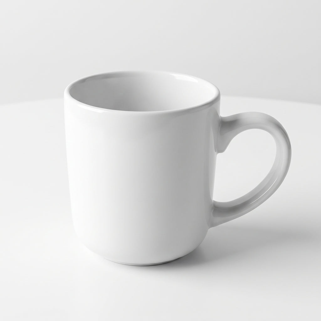 Plain white stoneware coffee mug – 13 oz / 369 ml