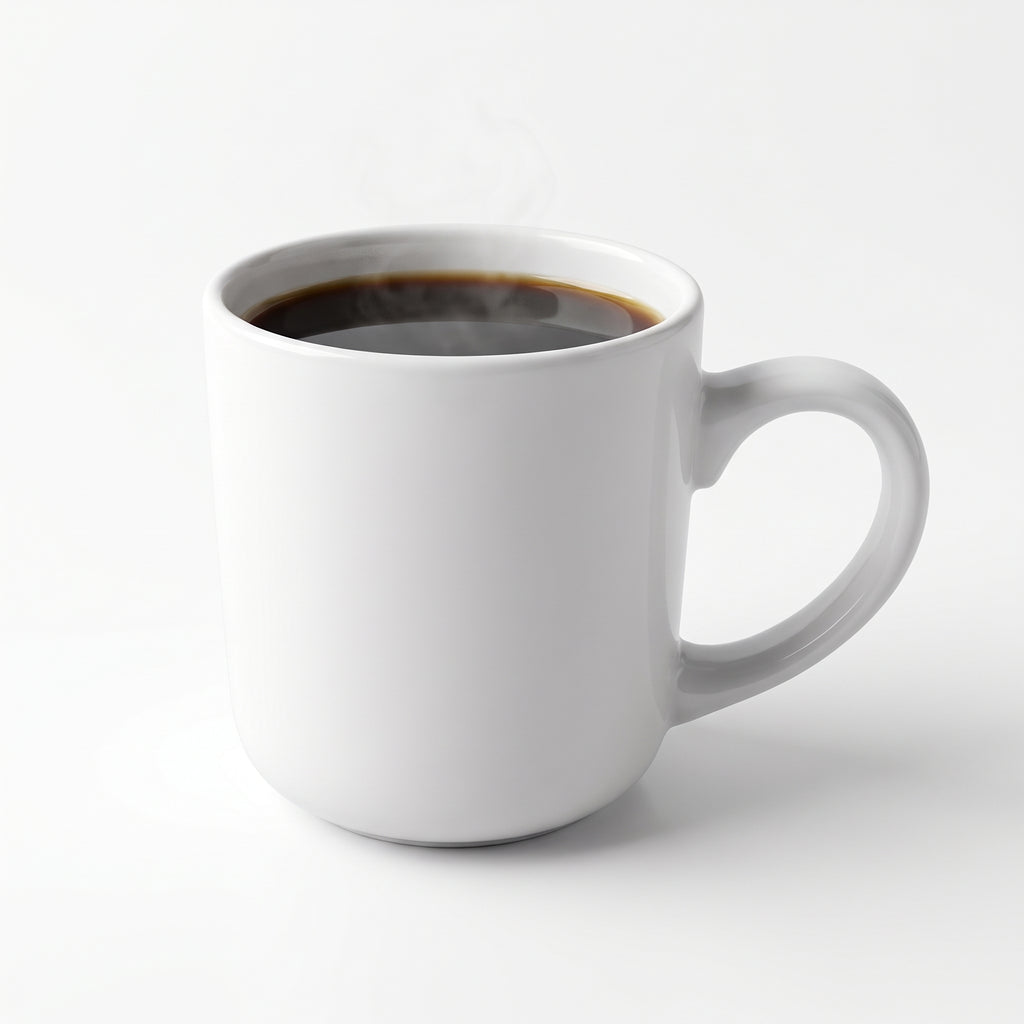 Plain white stoneware coffee mug – 13 oz / 369 ml
